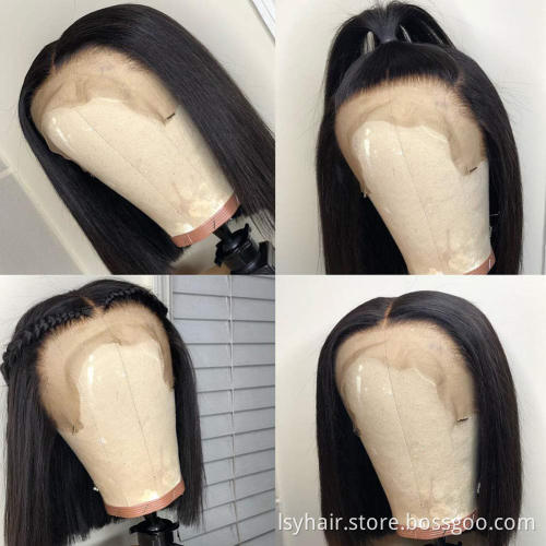 Wholesale Short Bob Wigs Brazilian Remy Hair Straight 13x4 Lace Front Human Hair Bob Wigs for Women Pre Plucked with Baby Hai